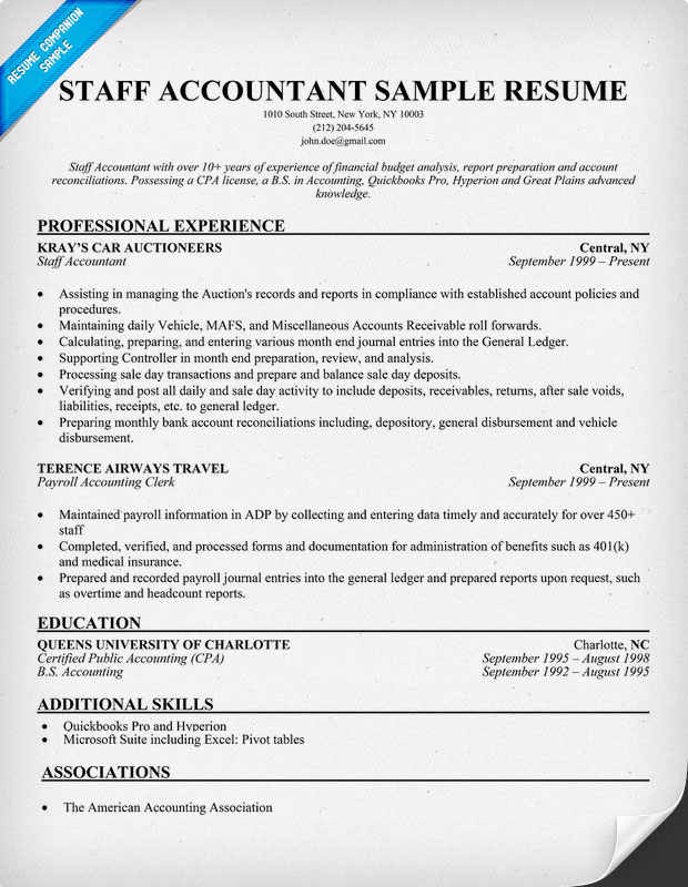 Accountant Resume Format Sample