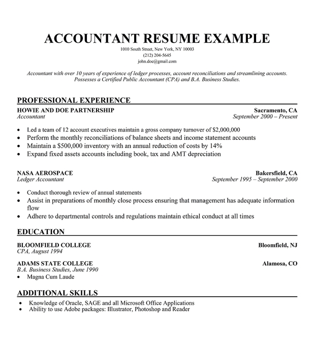 Accountant Resume Functional