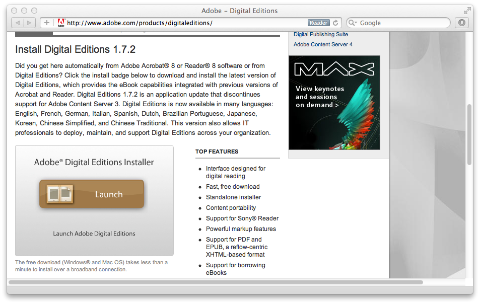 Adobe Digital Editions Home Page