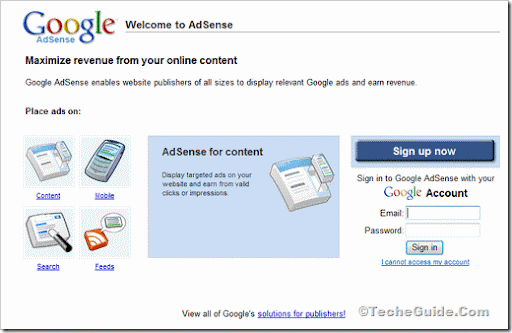 Adsense Login Page