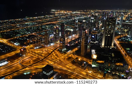 Aerial View Of Dubai At Night