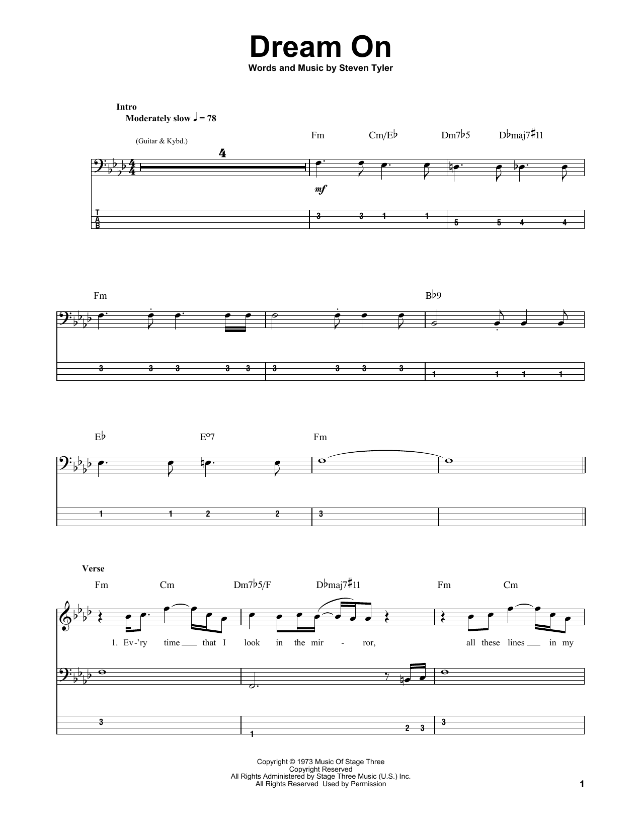 Aerosmith Dream On Chords Easy