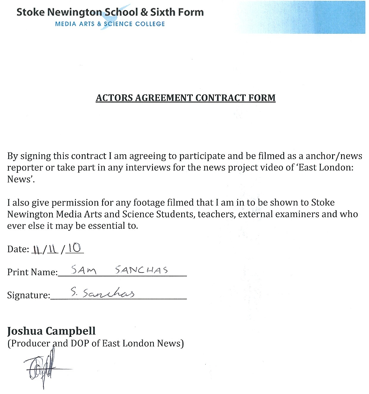 Agreement Form