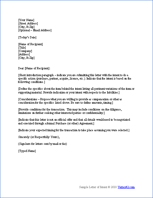 Agreement Letter Example