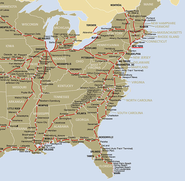 Amtrak Train Routes Map