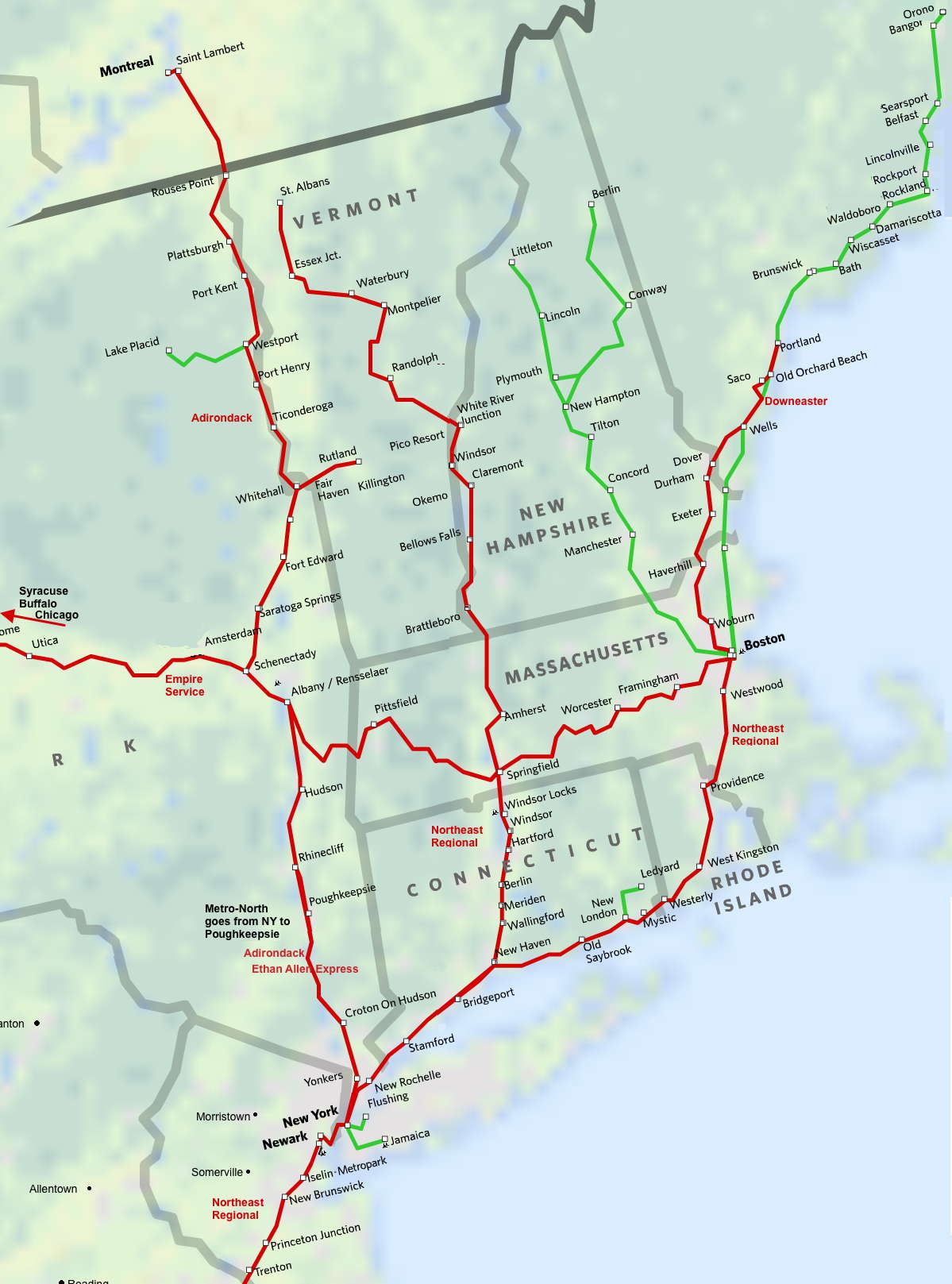 Amtrak Train Routes Map