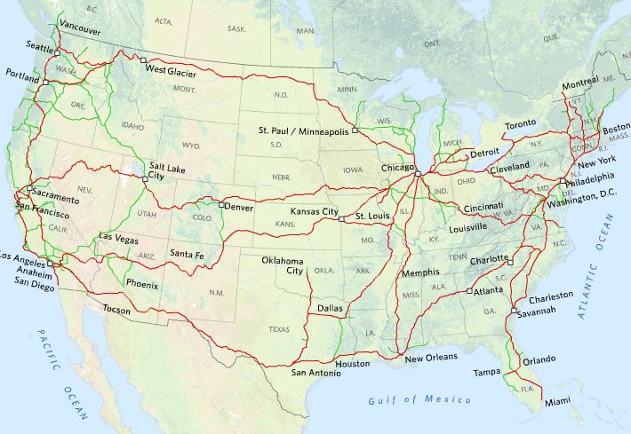 Amtrak Train Routes Map