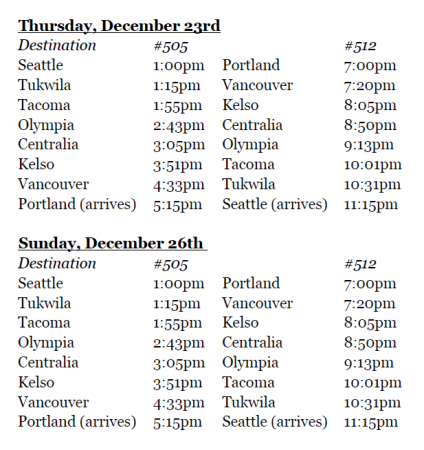 Amtrak Train Schedule Portland To Seattle