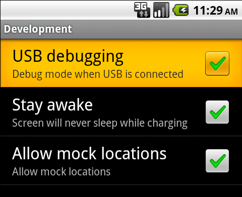 Android Debug Mode Drivers