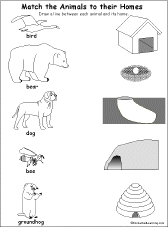 Animals And Their Homes Worksheets For Kids