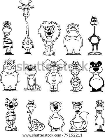 Animals Cartoon Black And White