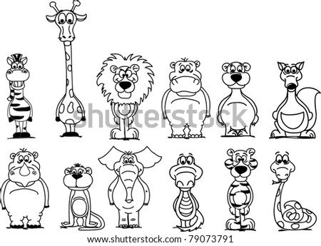 Animals Cartoon Black And White