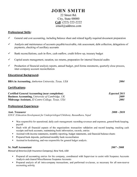 Assistant Accountant Cv Template