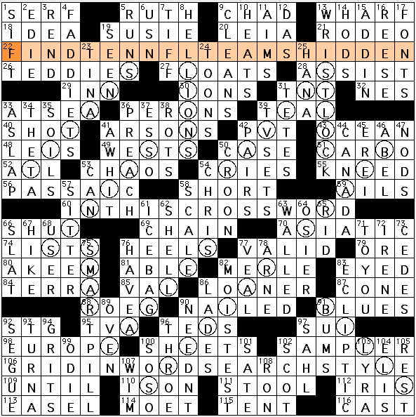 Atomic Number 12 Crossword