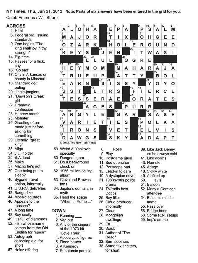 Atomic Number 12 Crossword