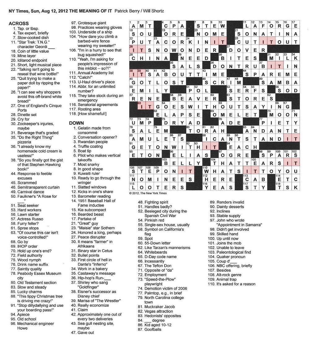 Atomic Number 12 Crossword