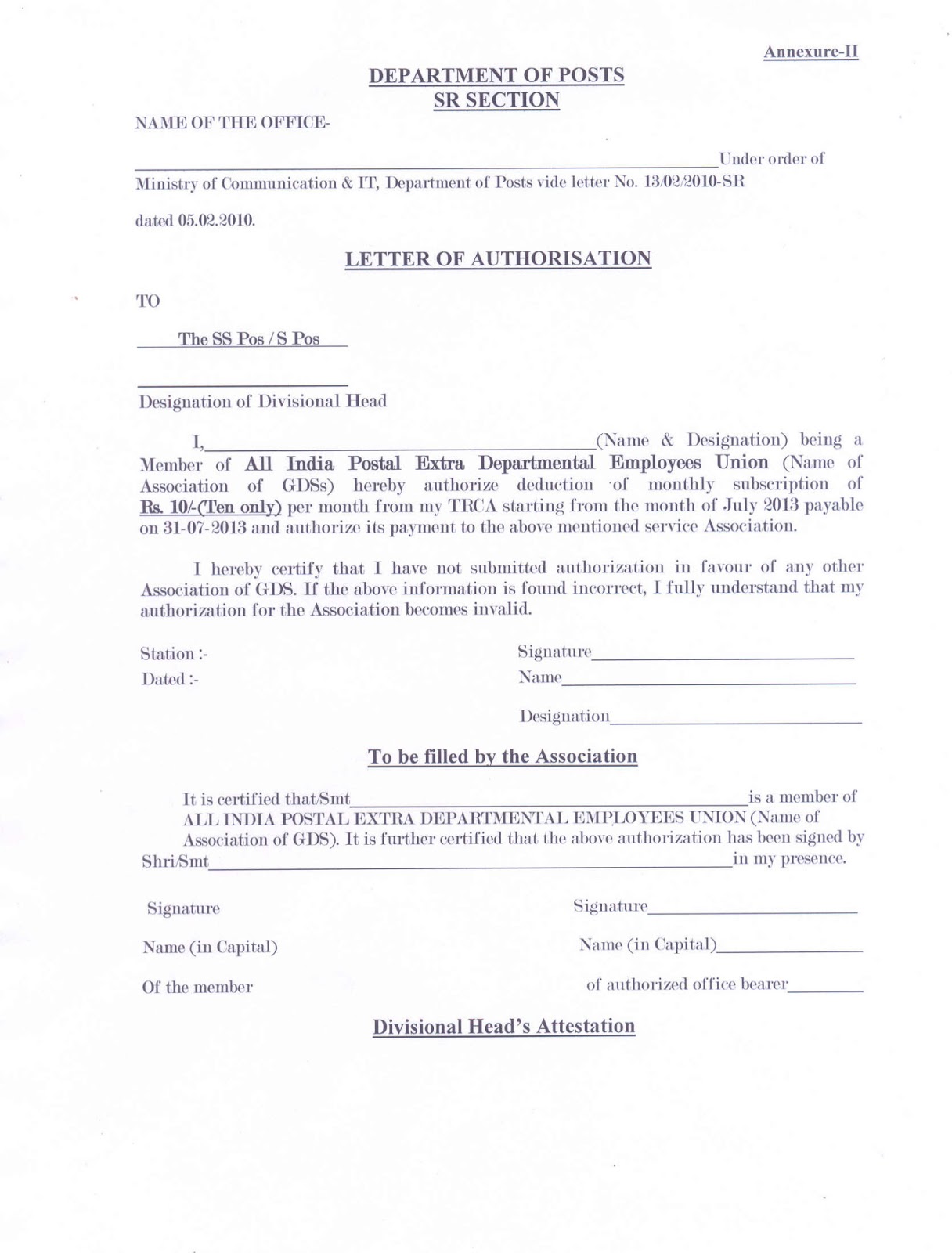 Authorisation Letter For Employee