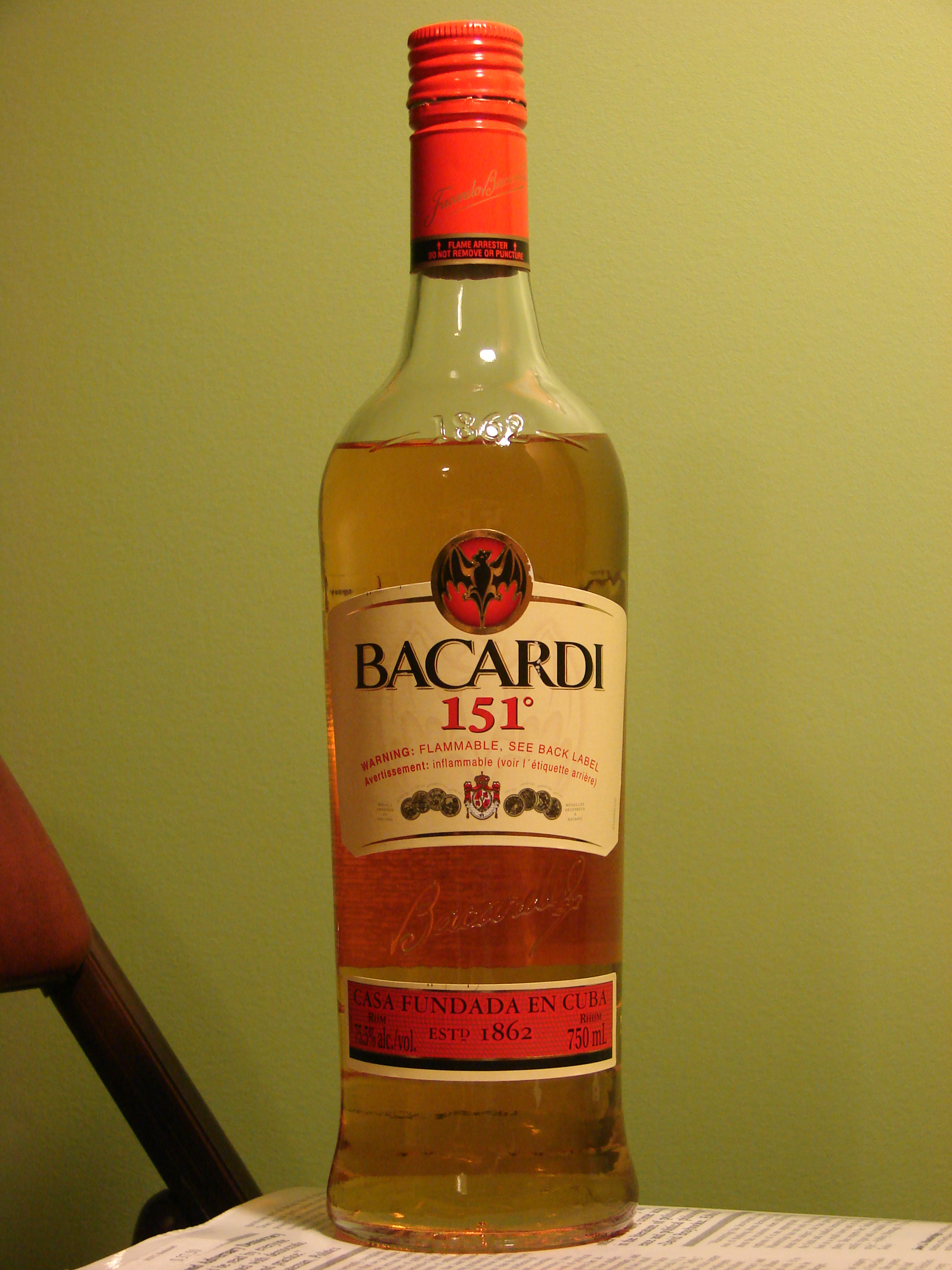 Bacardi 151 Alcohol Content