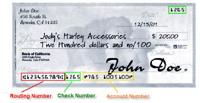 Bank Account Number And Routing Number