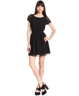 Bcbgeneration Dress One Shoulder Short Sleeve Ruffle Pleated A Line