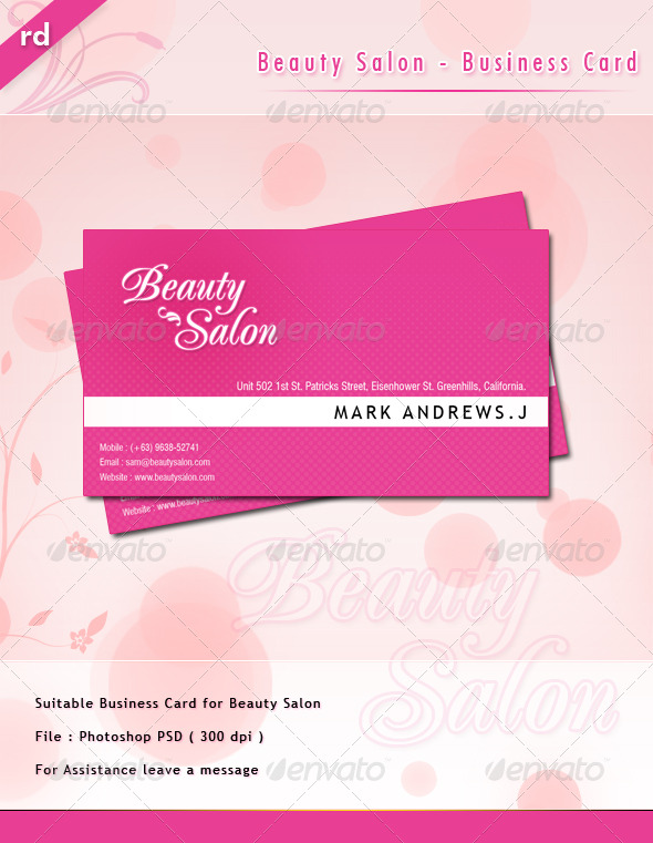 Beauty Parlour Visiting Card Templates