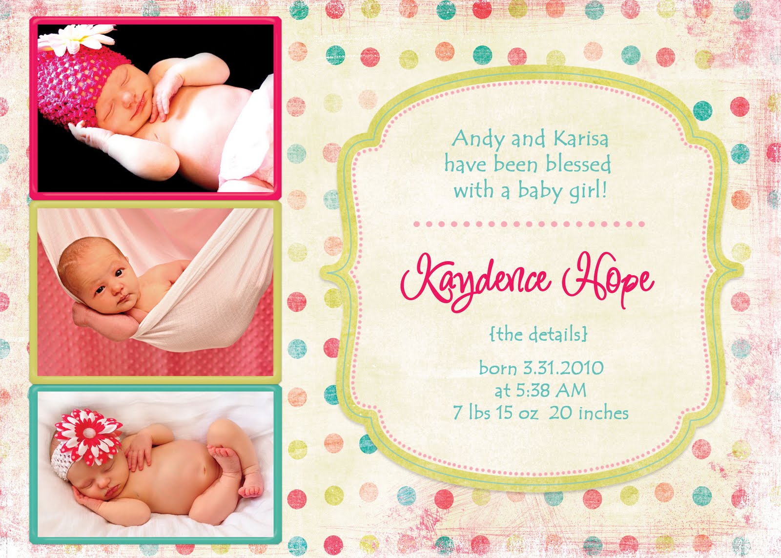 Birth Announcement Examples