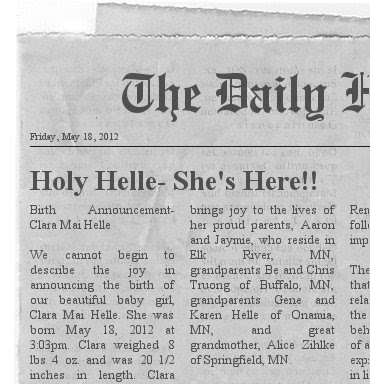 Birth Announcement Template For Newspaper