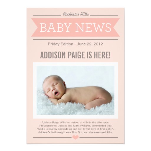 Birth Announcement Template For Newspaper