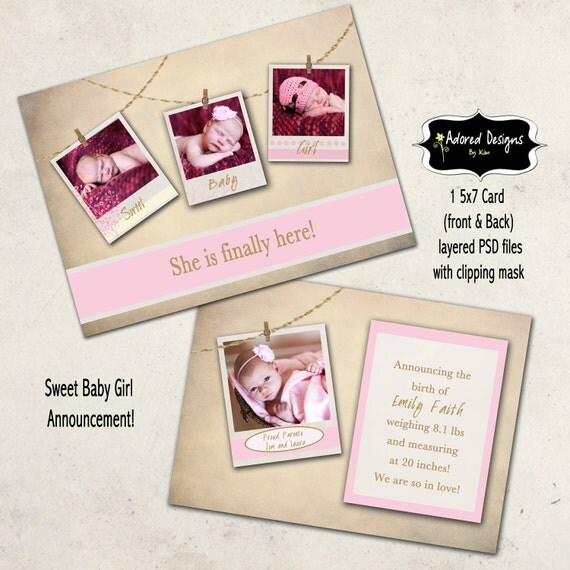 Birth Announcement Template Photoshop Free