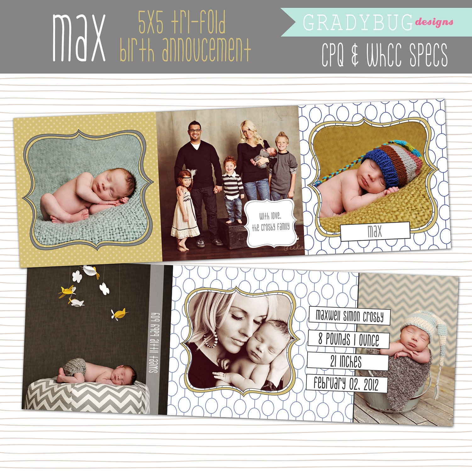 Birth Announcement Templates For Photographers