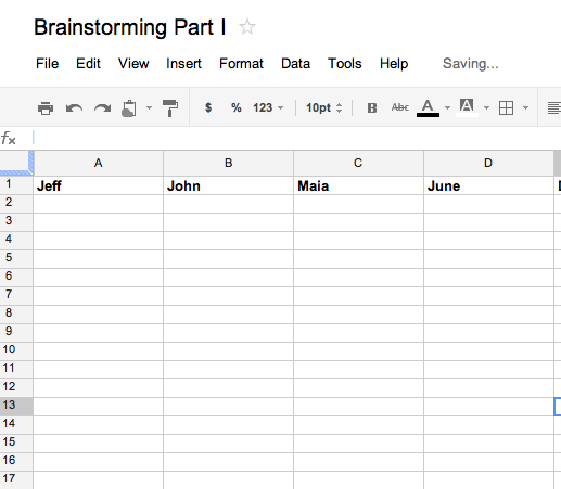 Blank Brainstorm Template