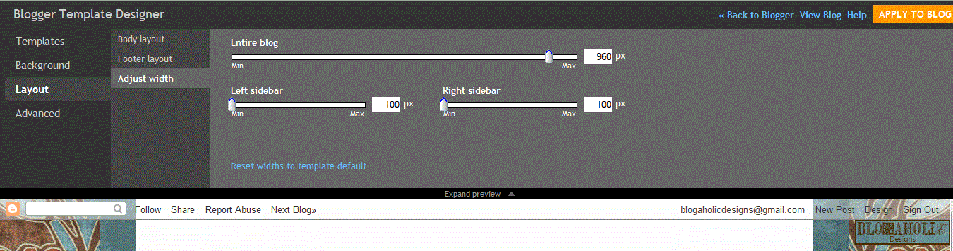 Blogger Background Image Dimensions