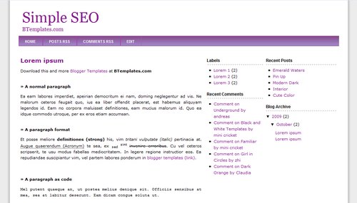 Blogger Templates Free Simple