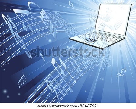 Blue Music Notes Wallpaper