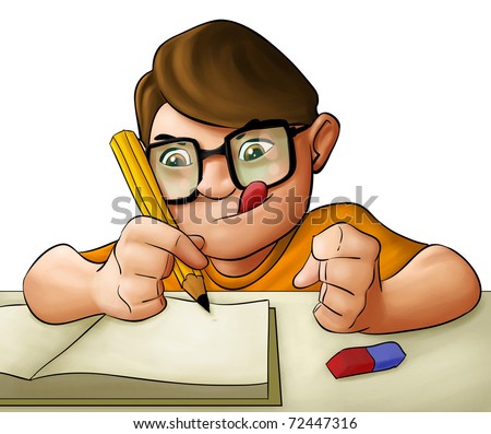 Boy Doing Homework Cartoon