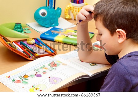 Boy Doing Homework Clipart