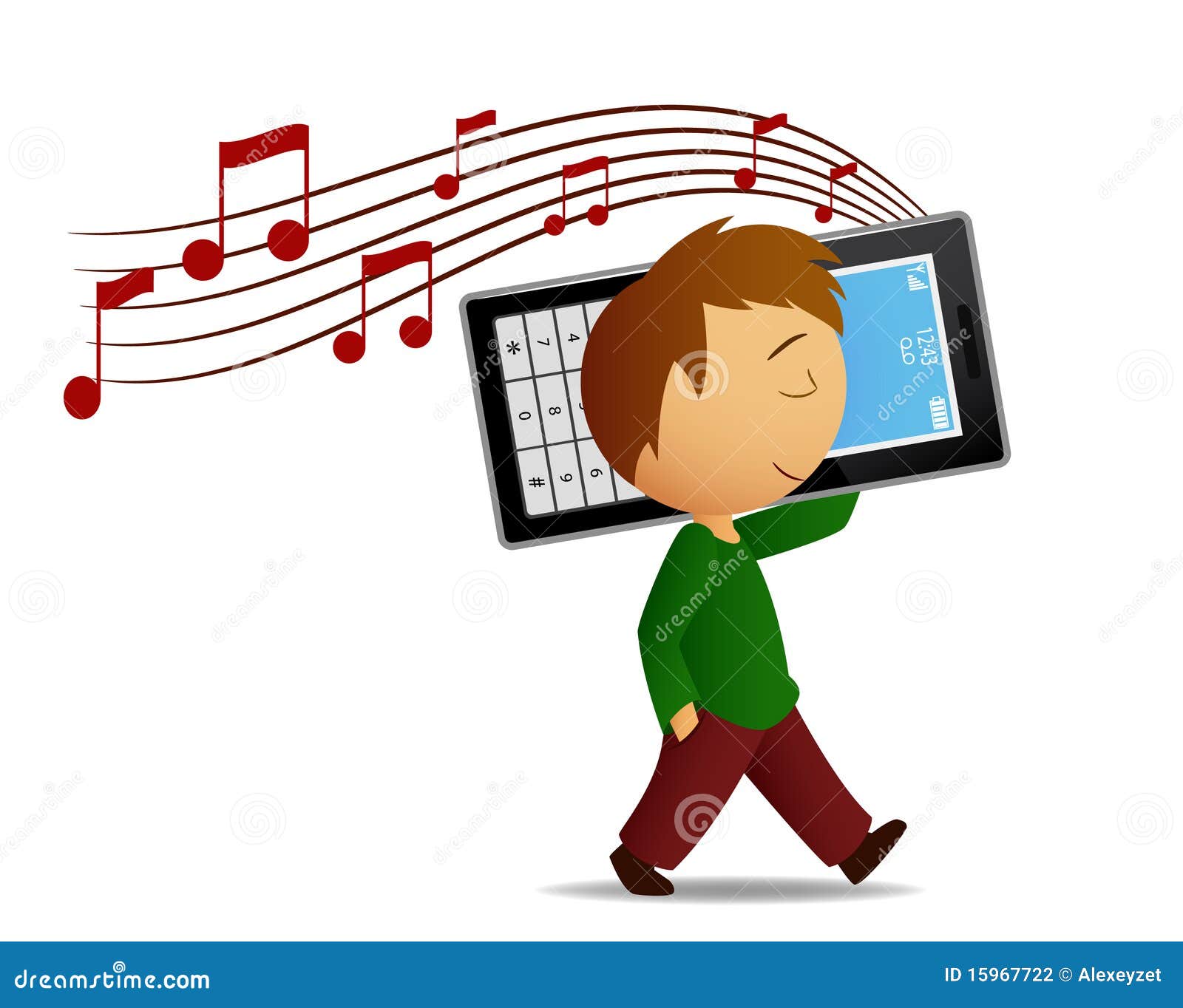 Boy Listening To Music Cartoon