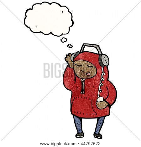 Boy Listening To Music Cartoon