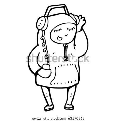 Boy Listening To Music Cartoon