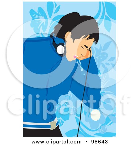 Boy Listening To Music Clipart