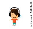 Boy Listening To Music Clipart