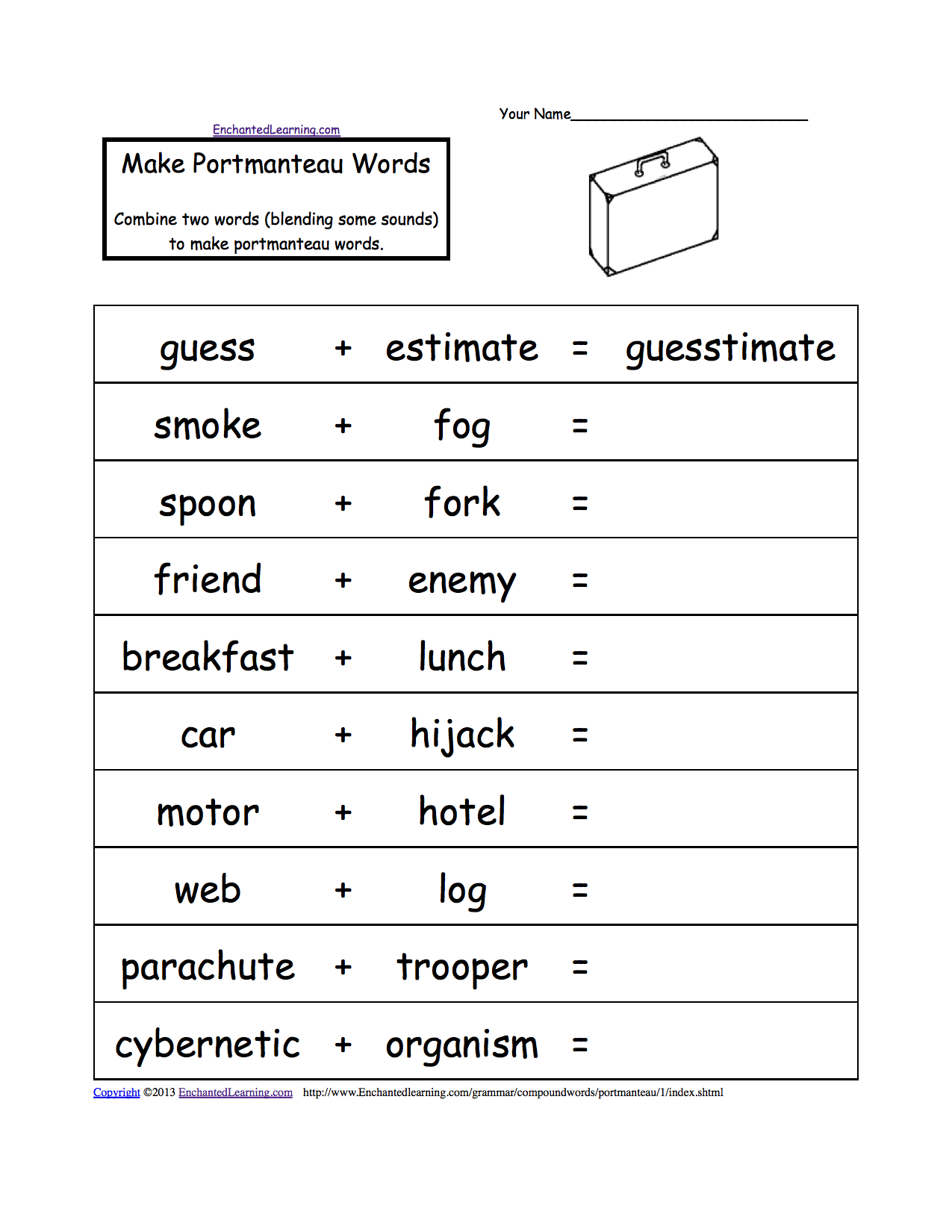 Brainstorming Web Worksheet