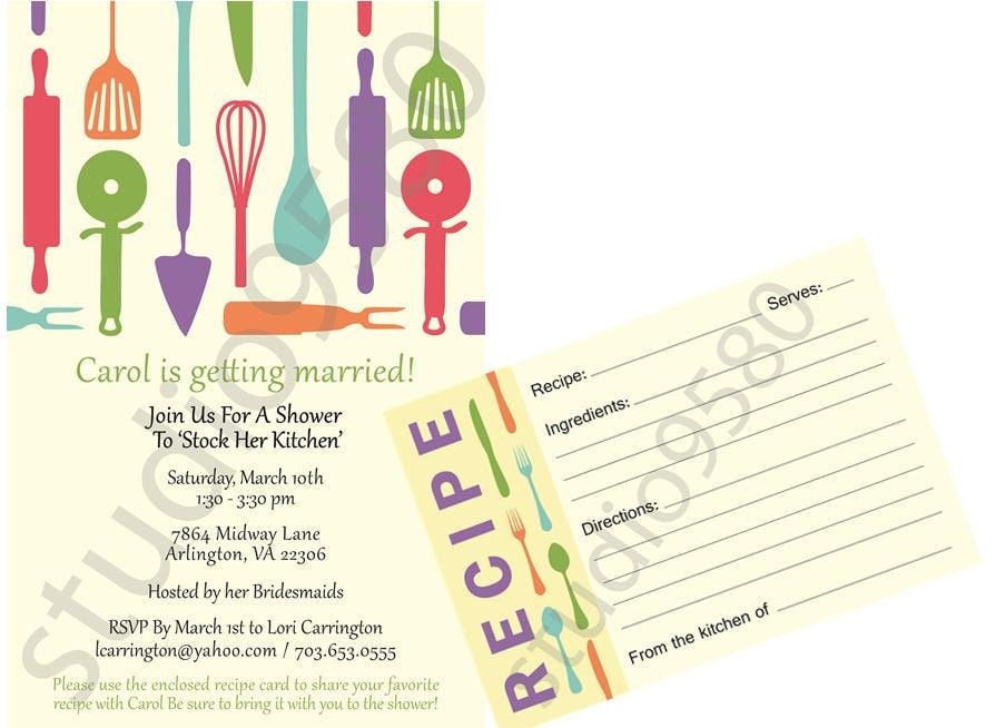 Bridal Shower Invitation Wording Recipe Card