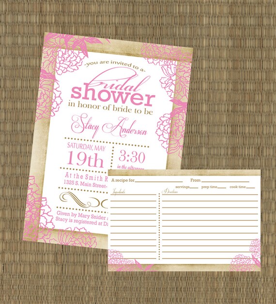 Bridal Shower Invitation Wording Recipe Card