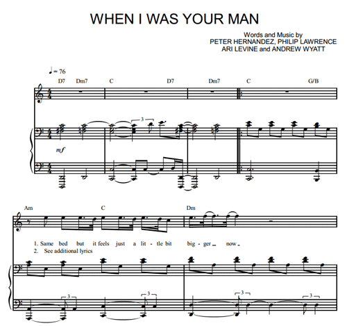 Bruno Mars When I Was Your Man Lyrics