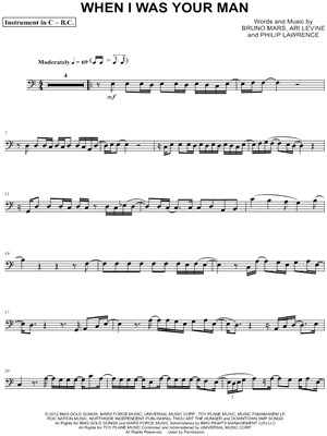 Bruno Mars When I Was Your Man Piano Sheet