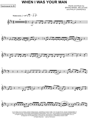 Bruno Mars When I Was Your Man Sheet Music Free Download