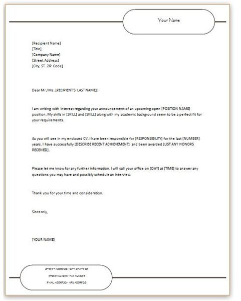 Business Letter Template Microsoft Word