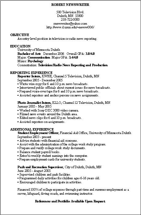 Career Objective Resume Samples