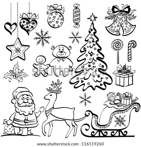 Cartoon Christmas Pictures Black And White